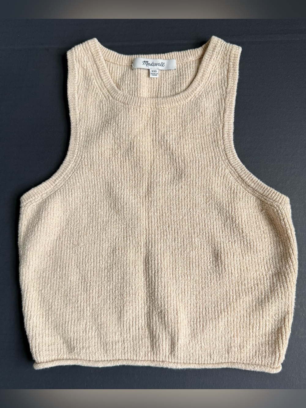 Madewell Cream Textured Knit Crew Tank
